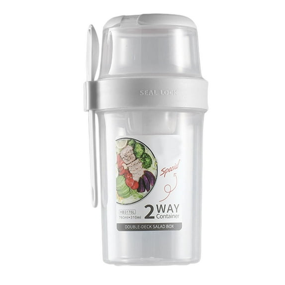 Leatfisat Double Layer Cereal And Milk Container For Hiking, Snack Cup For Camping And Rv Storage