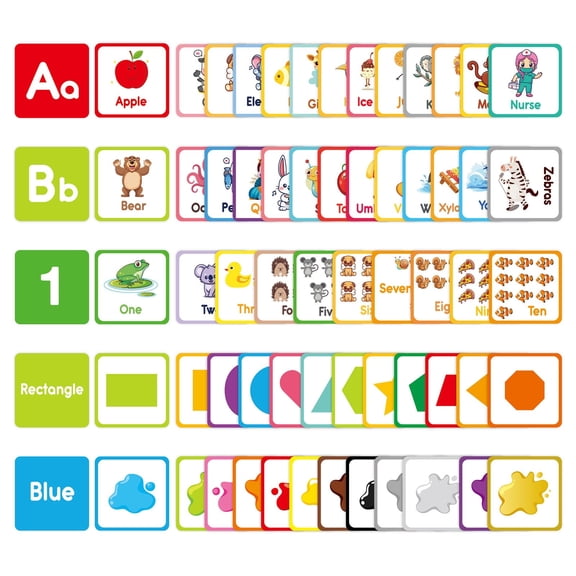 Leatfisat Early Learning Cards Set For Toddlers, 60Pcs Educational Flash Cards For Preschool Development And Skill Building