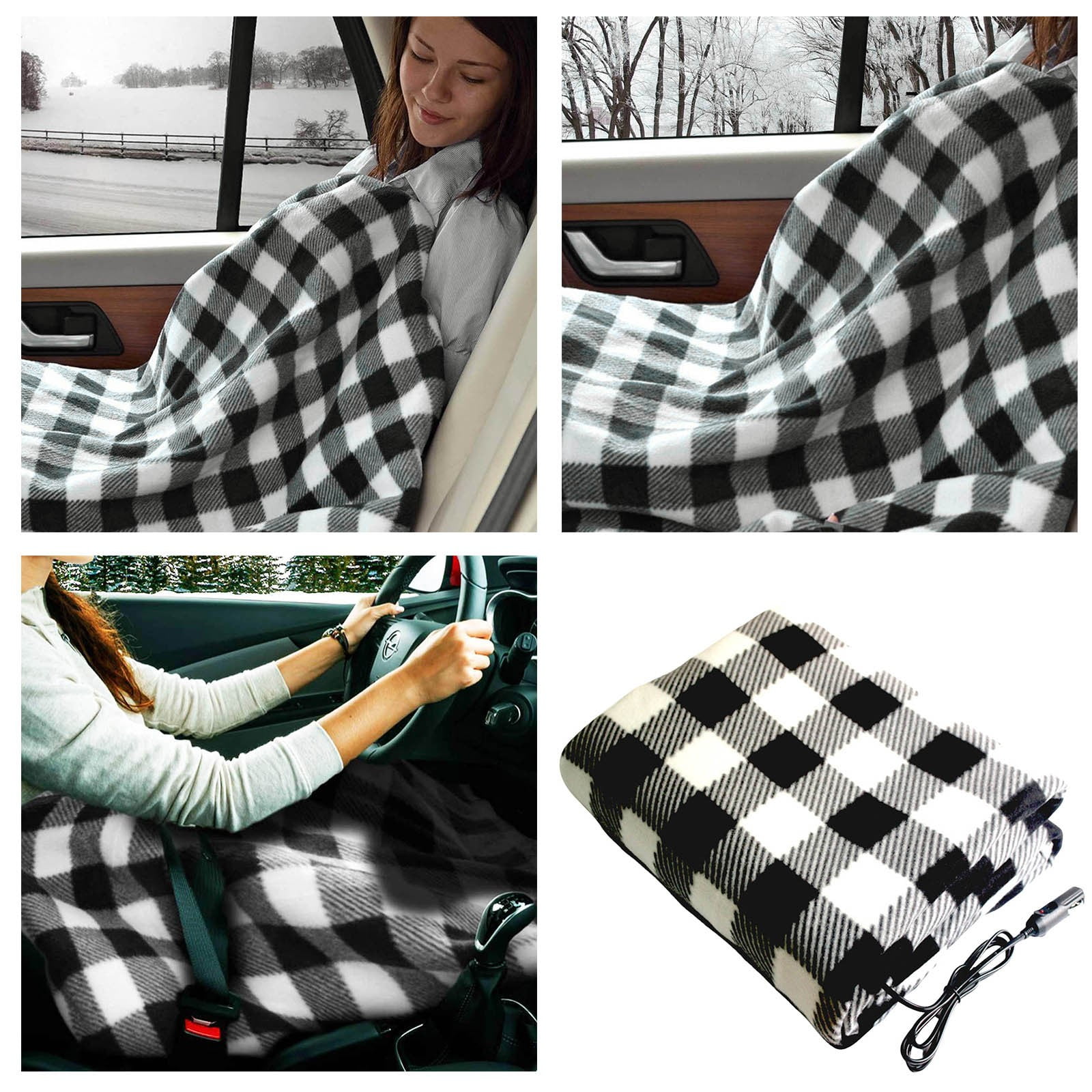 Leatfisat Heated Car Blanket 12Volt Electric Blanket For Car, Truck, Suv, Or Rv Portable