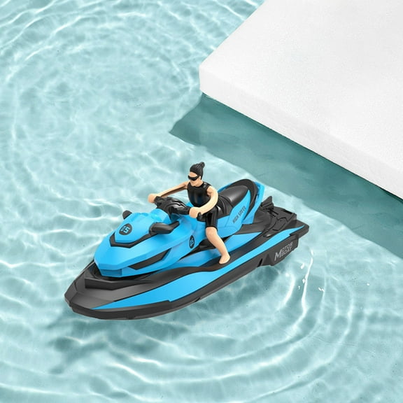 Leatfisat High Speed Remote Control Jet Ski With Driver Figure, 2.4Ghz Rc Motorboat Water Toy Featuring Dual Propellers And Extended Control Range