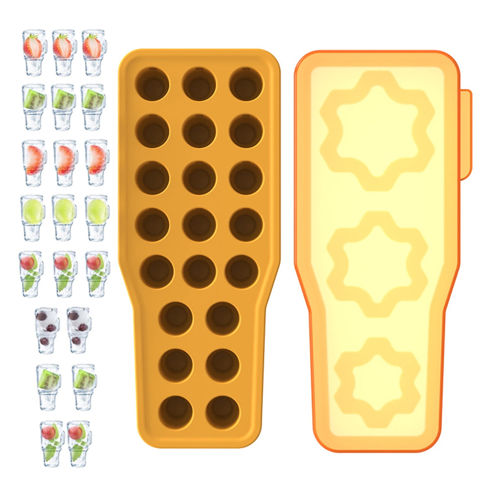 Leatfisat Ice Cube Tray, Silicone Ice Cube Molds With Lid For Tumbler, For Chilling , Cocktails, Drinks, Coffee, Easy Fill And Release Ice Maker