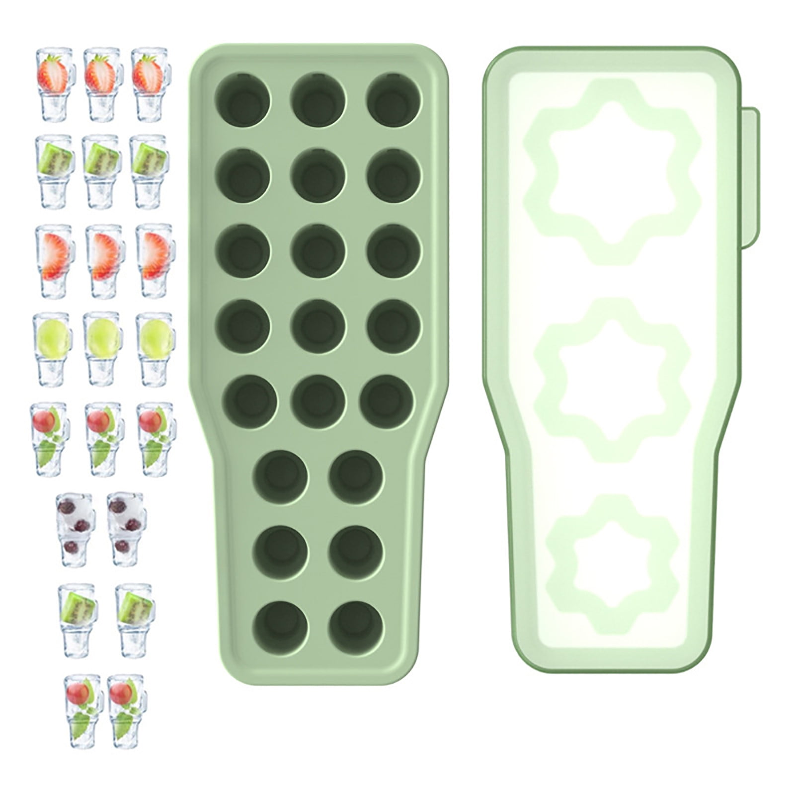 Leatfisat Ice Cube Tray, Silicone Ice Cube Molds With Lid For Tumbler, For Chilling , Cocktails, Drinks, Coffee, Easy Fill And Release Ice Maker