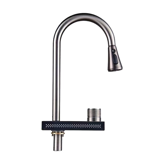 Leatfisat Kitchen Faucet With Rainfall Waterfall Wash Brass Single Hole Pull Out Mixer Hot Cold Water Taps Deck Mounted