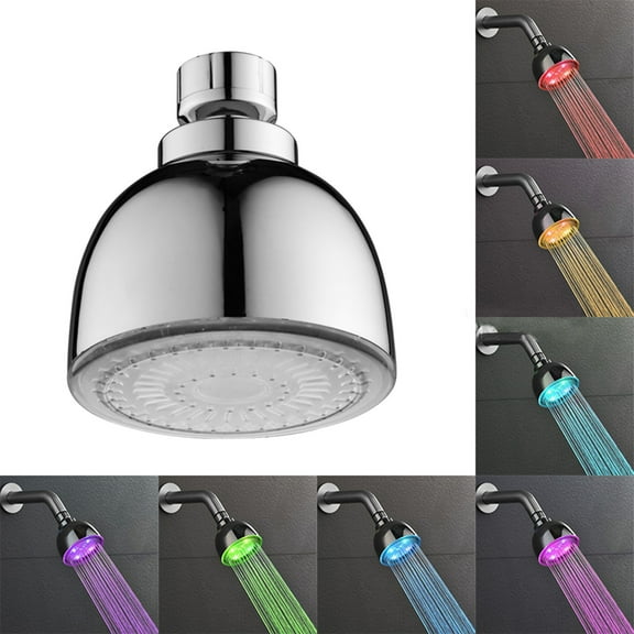 Leatfisat Led Shower Head With 7 Color Changing Light Automatic Fixed Rainfall Bathroom Spa Jet System