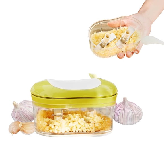 Leatfisat Manual Food Chopper & Garlic Mincer - Hand Push Vegetable Cutter For Chili, Onions, Fruits, Portable Kitchen Processor