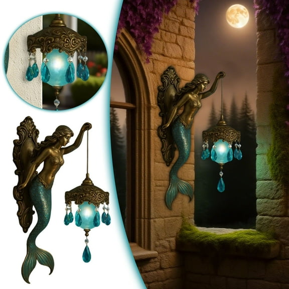 Leatfisat Wall Sconce With Blue , Trendy Nautical Decor, Elegant -Shaped Wall Light For Coastal & Fantasy Rooms, Artistic Wall Lighting