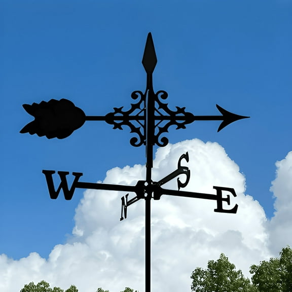 Leatfisat Metal Weather Vane For Garden And Yard, Wind Direction Indicator With Ornamental Design – Roof Mount For Outdoor Decoration And Atmospheric Enhancement