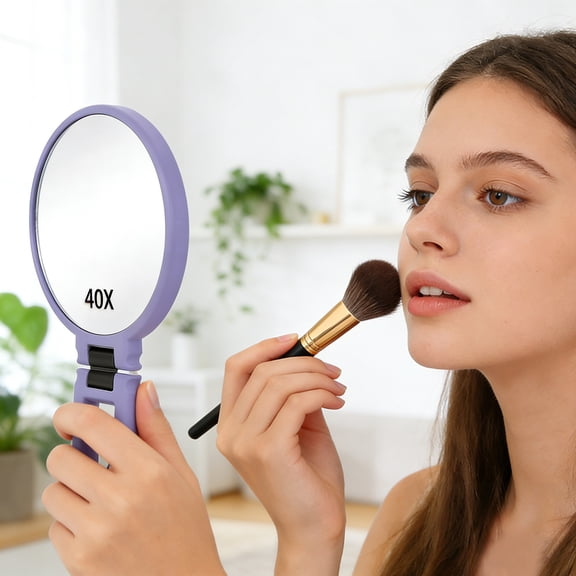 Leatfisat Modern 50X Magnifying Glass With 360° Adjustable Stand, Black And Gold Handheld/Wall/Tabletop Design For Reading And Makeup