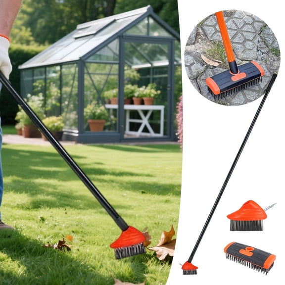 Leatfisat Multi - Function Garden Brush Set, Popular Yard Tool, Versatile Brushes With Long Handle For Lawn & Patio Cleaning,Garden Cleaning Accessory