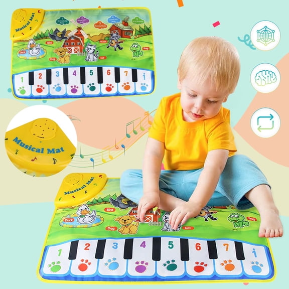 Leatfisat Piano Mat, 23.6" X 14.56" Musical Mat Floor Piano Keyboard Mat 8 Instrument Sounds Piano Mat For Toddlers Touch Play Dancing Mat Toy For 1 2 3 Year Old Boy And Girl Gifts