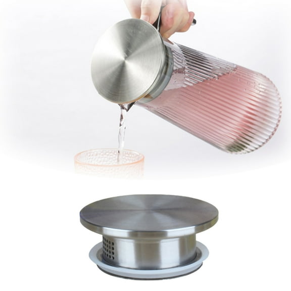 Leatfisat Pitcher Lid Replacement Stainless Steel Cover For Glass Jug Water Bottle Stoppers Beverage Cups Drink Dispenser Accessories Durable Fit