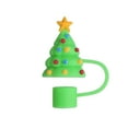 thumbnail image 1 of Leatfisat Reusable Silicone Christmas Straw Toppers, Santa And Tree Designs For Cups, 1 of 3