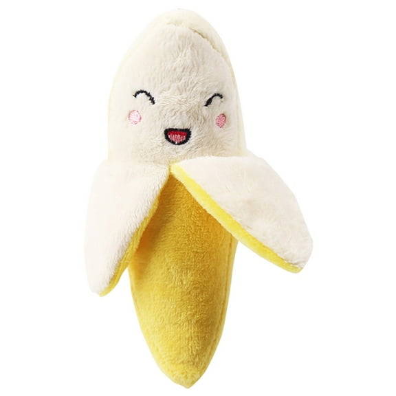 Leatfisat Yellow Squeeze Squeaker Puppy Dog Toys Plush Dog Chew Toys (Banana) Dog Squeak Toys