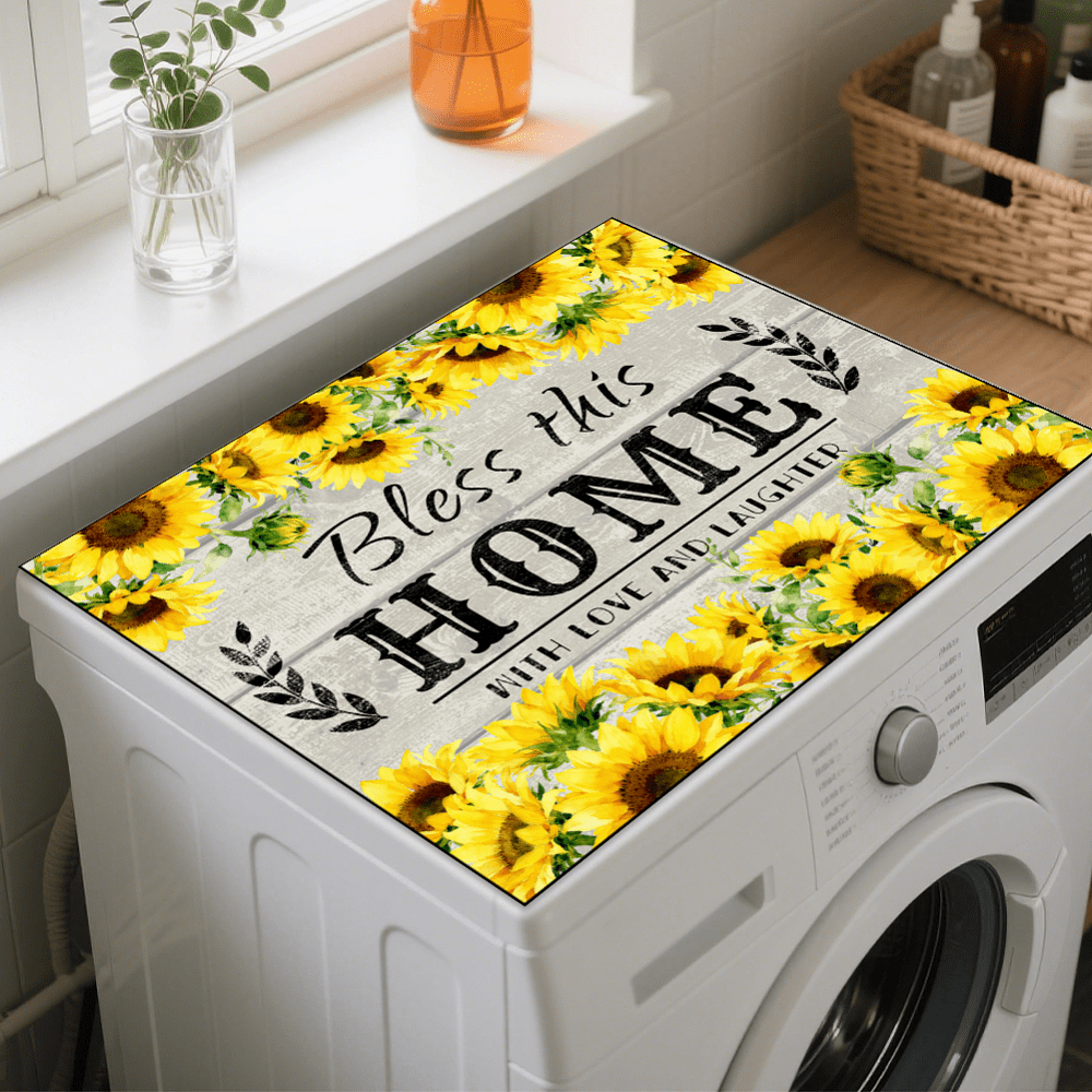 Leathaire Fibre with Rubber Washing Machine Pad Sunflower 600x500mm