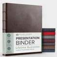 thumbnail image 1 of Gallery Leather 3 Ring Binder with Plastic Sleeves, Includes 10 Sheets, Sheet Size: 8.5" x 11" - Presentation Binder Rings with Hubbed Spine, Thick: 1.25" Belfast Brown, 1 of 9