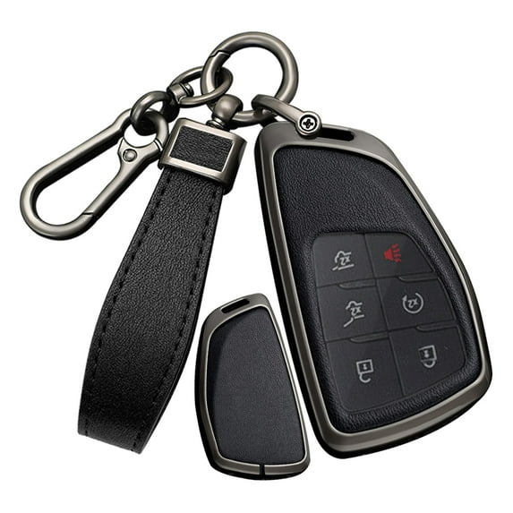 Leather 3/4/5/6 Button Smart Key Fob Cover Fit for Buick Envision Avenir 2024 Fit for Chevy Suburban Tahoe Fit for GMC Yukon Denali Sierra Silverado Keyless with Keychain