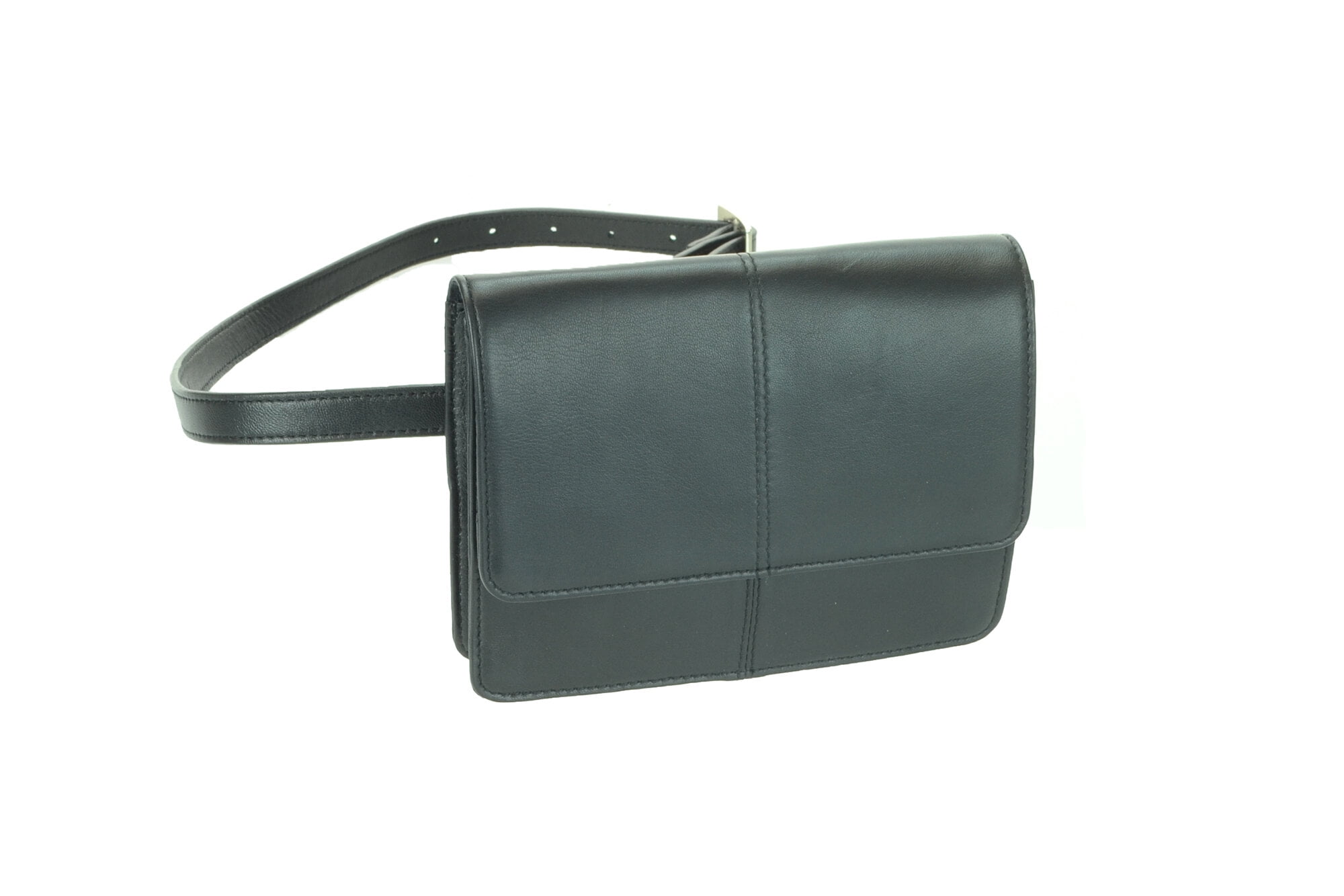 Leather 3/4 Flap Belt Bag