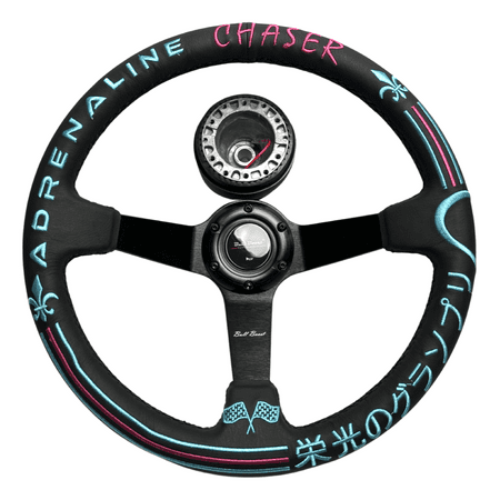 Leather 350mm Suede Steering Wheel + Hub Adapter Kit For Toyota Corolla, Hilux Pickup