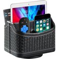 thumbnail image 1 of Leather 360°Rotatable Remote Control Holder.Besidetable TV Remote .Office Supplies Accessories Desktop Organizer.Spinning Storage Box for Pen.Mail.Phone.DVD. Blu-Ray. Media Player, 1 of 5