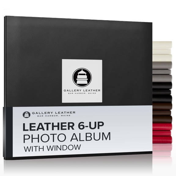 Leather 6-Up Photo Album, by Gallery Leather, 12.75" x 14.5" (Freeport Mocha)