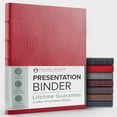 thumbnail image 1 of Gallery Leather 3 Ring Binder with Plastic Sleeves, Includes 10 Sheets, Sheet Size: 8.5" x 11" - Presentation Binder Rings with Hubbed Spine, Thick: 0.75" Camden Red, 1 of 9