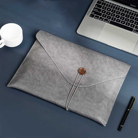 Leather A4 File Folder with Pen Holder, Large Capacity Document Organizer for Office School Business, Sturdy Briefcase Style Portfolio for Papers Contracts Receipts