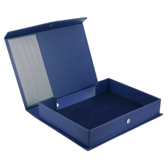 Leather A4 Regular Accounting Voucher Contract File Box Document Business Office Desk Storage (blue) Folder Accessory Simple Designs Binder Clips Desktop Organizer Wear-resistant Student