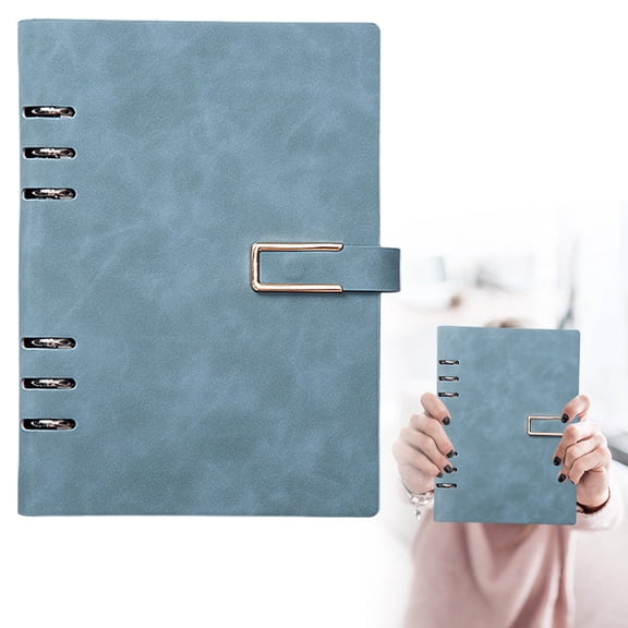 Leather A5 Notebook Binder - 6 Ring A5 Binder Pu Leather Binder Refillable Notebook With Refill Paper-Black