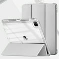 thumbnail image 1 of Leather Acrylic Smart Stand Shockproof Clear Case Cover for iPad 10th Generation 10.9 inch Grey, 1 of 1