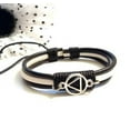 thumbnail image 1 of Leather Adjustable AA Bracelet - Black &amp; White, 1 of 2