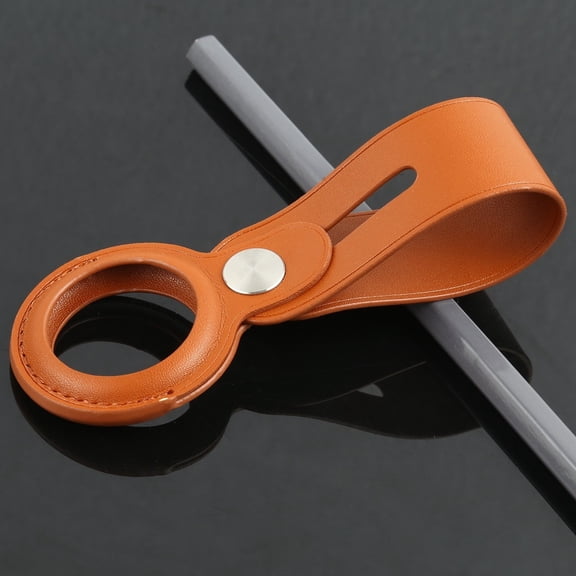 Leather Airtag Case for Apple AirTag, Keychain Case with Anti-Lost Key ring Protective Holder, Finder Items for Dogs, Keys, Backpacks - Brown