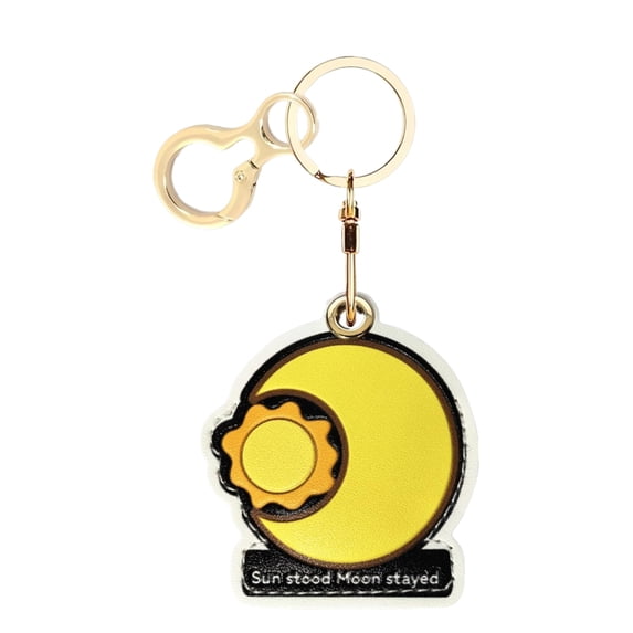 Leather Airtag Keychain Case Holder,Cute Protective Apple Air Tag Cover with Key Ring,Anti-Scratch Hidden Finder GPS Tracker Case for Wallet Keys,Bag,Pets,Backpack(Sun&Moon)