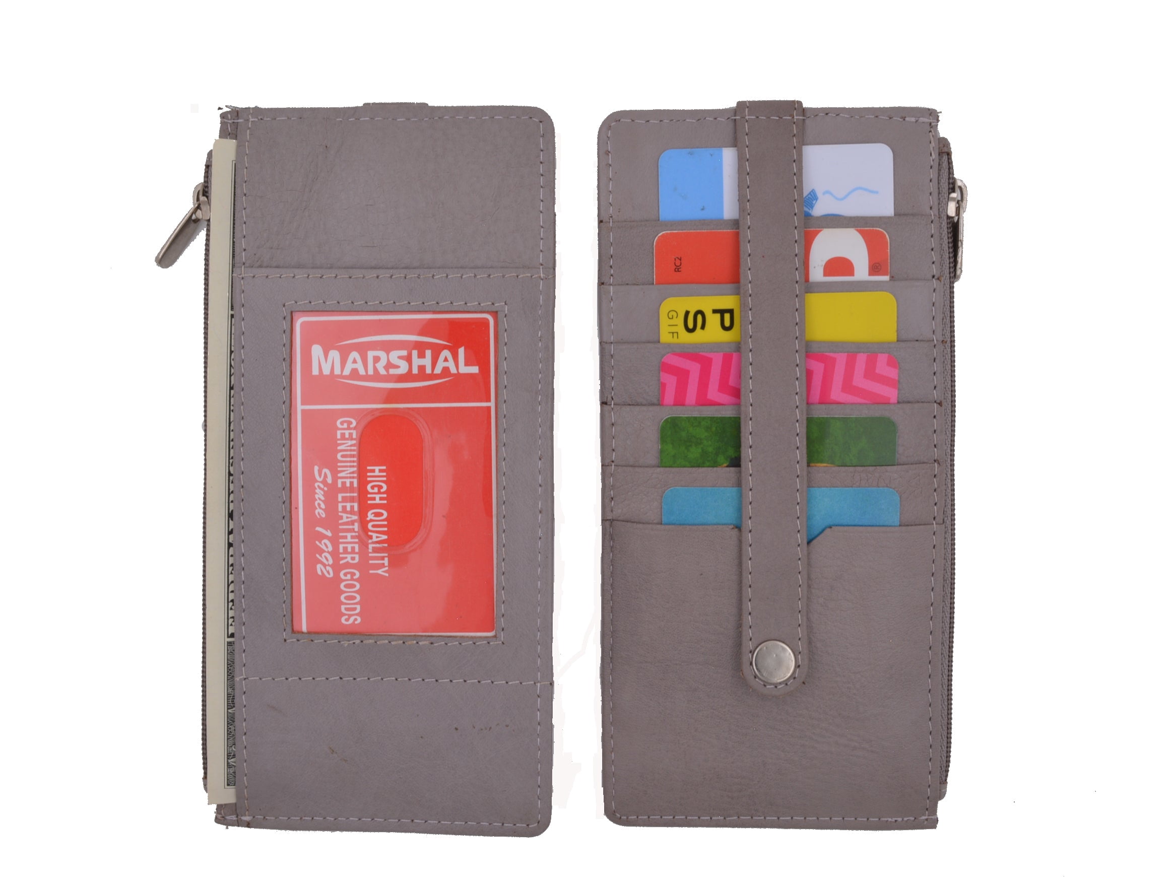 Leather All in One Card Case Holder Slim Wallet With a Card 