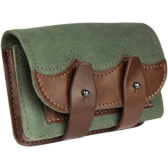 Leather Ammo Belt Pouch Shell Holder Hunting Cartridge Bag