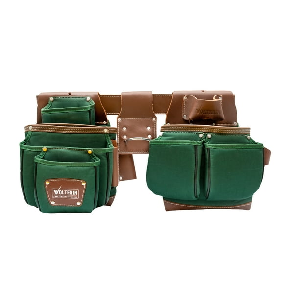 Leather And Nylon Tool Belts For Men, Framers Tool Bags, Leather Tool Belt For Carpenters And Electricians, Nylon Pouch Tool Kit, Heavy Duty Utility Tool Pouch Bag - Green