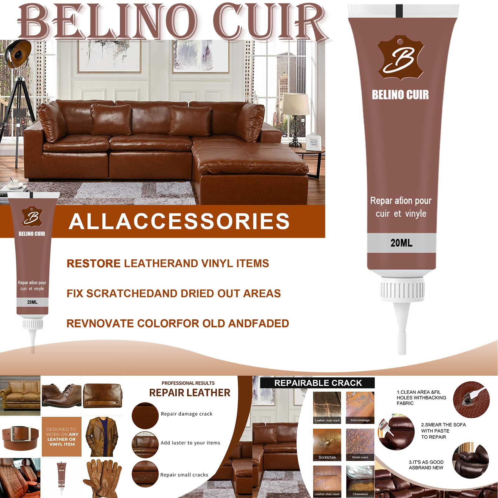 Leather And Repair Kit Furniture Couch Car Seats Sofa Jacket