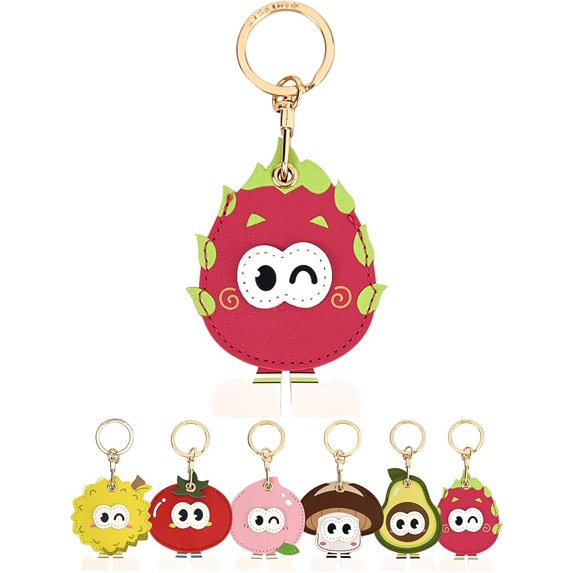 Leather Anti-Lost Keychain Casfor AirTags Tracker Holder, Anti-Drop Scratch Cute Keychain AirTag Holder for Men Women