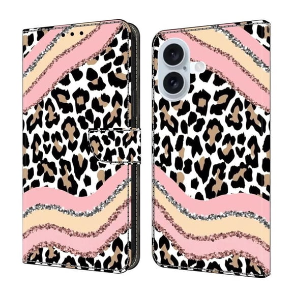 Leather For Apple iPhone 17 6.3-inch Wallet Case Crystal Material Painted starry sky&geometric patterns&Flowers, Wallet For Women Men Card Holder Magnetic Clasp Kickstand Folio Cover,Color-14