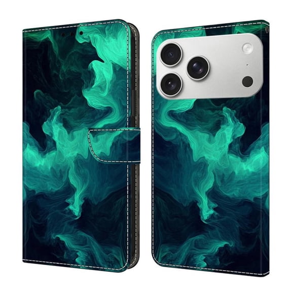 Leather For Apple iPhone 17 Pro Max 6.9-inch Wallet Case Crystal Material Painted starry sky&geometric patterns&Flowers, Wallet For Women Men Card Holder Magnetic Clasp Kickstand Folio Cover,Color-17