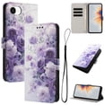 thumbnail image 1 of Leather For Apple iPhone 17e / iPhone 16e 6.1-inch Wallet Case Embossed Painted Butterflys&Flowers Pattern, With Card Holder,Wristband,Magnetic Clasp Kickstand Folio Cover,Color-5, 1 of 9