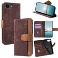 thumbnail image 1 of Leather For Apple iPhone 17e / iPhone 16e RFID Blocking Dual Tone Flip Wallet Case, With Card Holder Buckle Magnetic Closure Shockproof Kickstand Protective Phone Cases Cove,Brown, 1 of 7