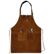Leather Apron for Men Women with Tool Pockets, Heavy Duty Grill Work, Chef Kitchen Cooking BBQ Shop Woodworking Apron, Adjustable up to XXL by Rustic Town Brown
