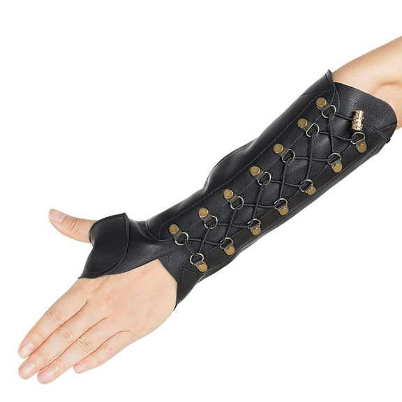 Leather Archery Arm Guard Hand Protector Brace Longbow Hunting Shooting,Black
