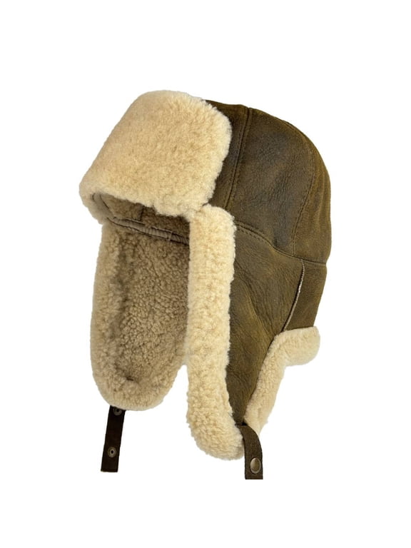 Sheepskin Trapper Hat - Genuine Leather Russian Ushanka Aviator Hat