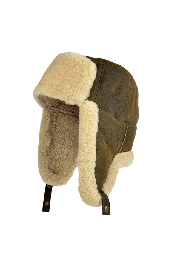 Sheepskin Trapper Hat - Genuine Leather Russian Ushanka Aviator Hat