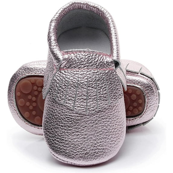 Leather Baby Moccasins Hard Soled Tassel Crib Toddler Shoes for Boys and Girls