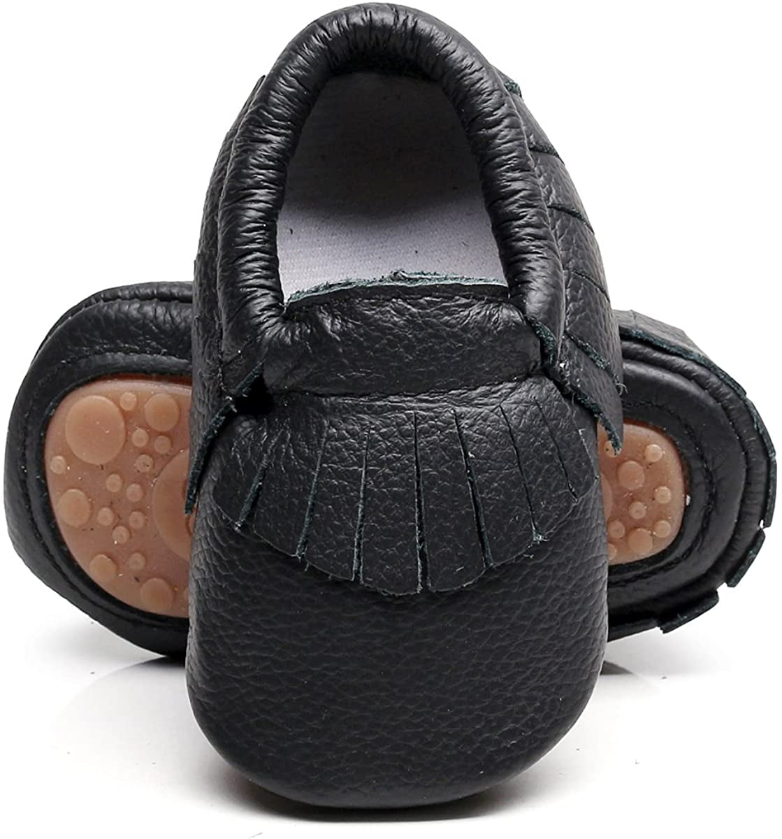 Leather Baby Moccasins Hard Soled Tassel Crib Toddler Shoes for Boys