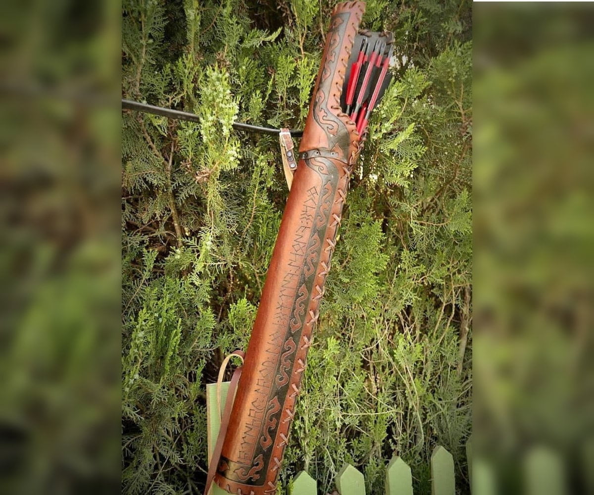 Leather Back Quiver and Hip Quiver Traditional Motifs Ornament Turkish