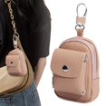 thumbnail image 1 of Leather Backpack Keychain Cute Travel Purse Makeup Bag For Women Compact Organizer With Carabiner Clip, 1 of 3