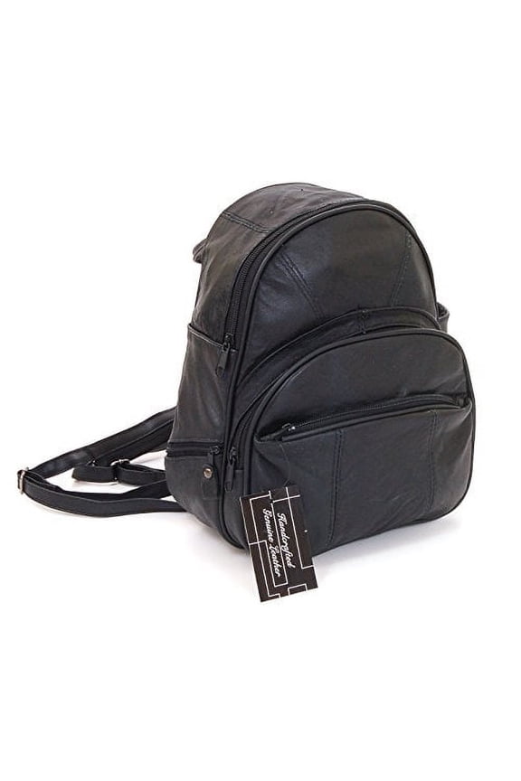 Leather Backpack Purse Mid Size & Convertible into single strap sling Bag or Backpack wearing Multiple Organizer Pockets (Black)